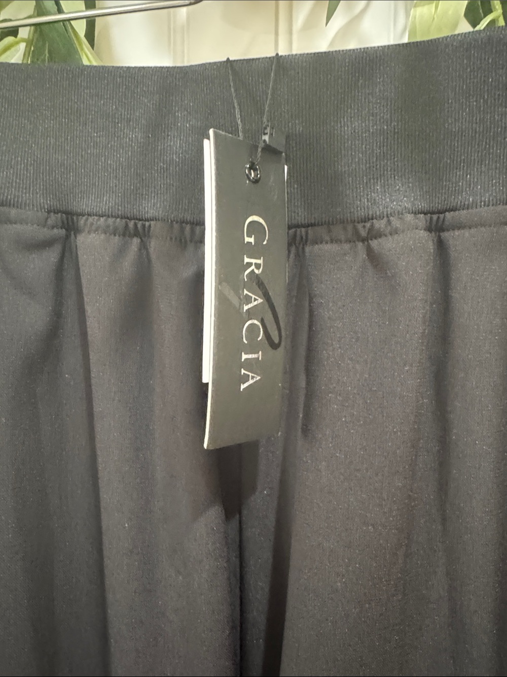 #304 GRACIA Black Women's M Stretch Dressy Pants w Gold Button Hem NWT - Picture 2 of 6